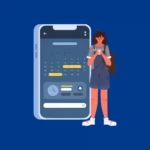 Illustration einer Person, die telefonisch einen Termin vereinbart